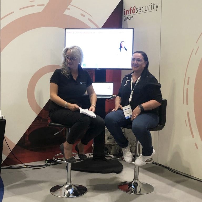Jenny Radcliffe being interviewed at Infosecurity Europe 2022